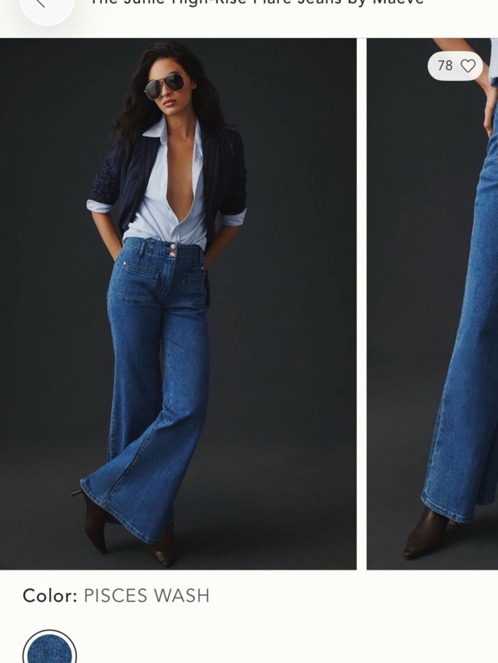 Maeve High-Rise Wide-Leg Jeans in Deep Blue Denim